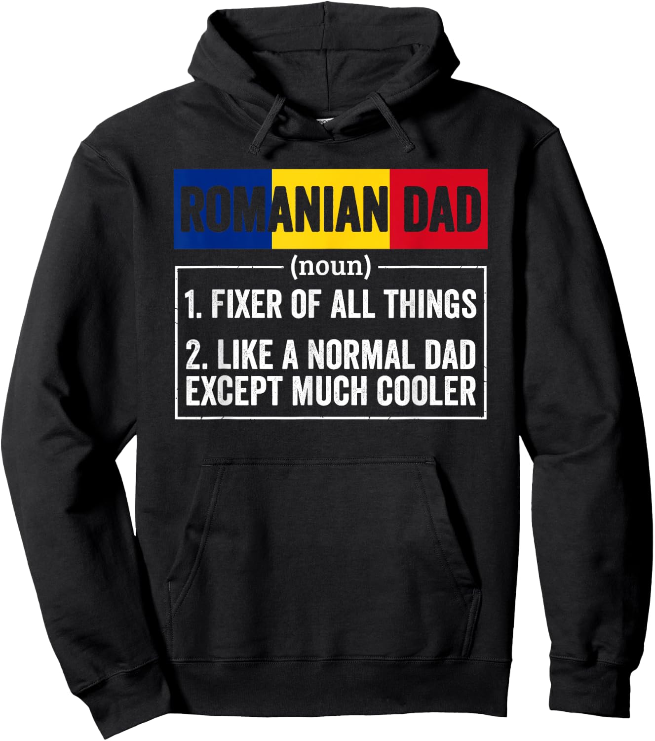 Romanian Dad Noun Funny Romania Heritage Hoodie - Hoodie | Black