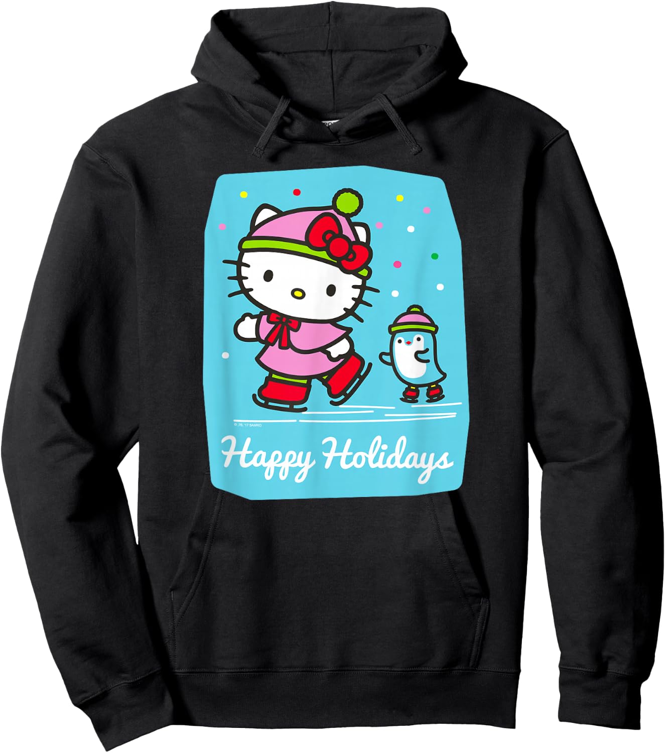 Hello Kitty Happy Holiday Ice Skating Shirt Hoodie - Hoodie | Black