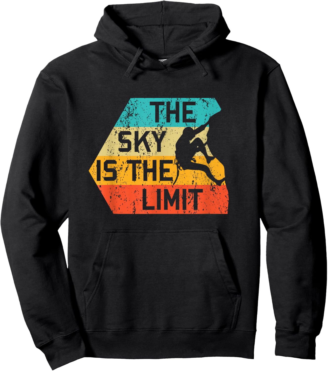 The Sky Is The Limit Retro Rock Climbing Vintage Climber Hoodie - Hoodie | Black