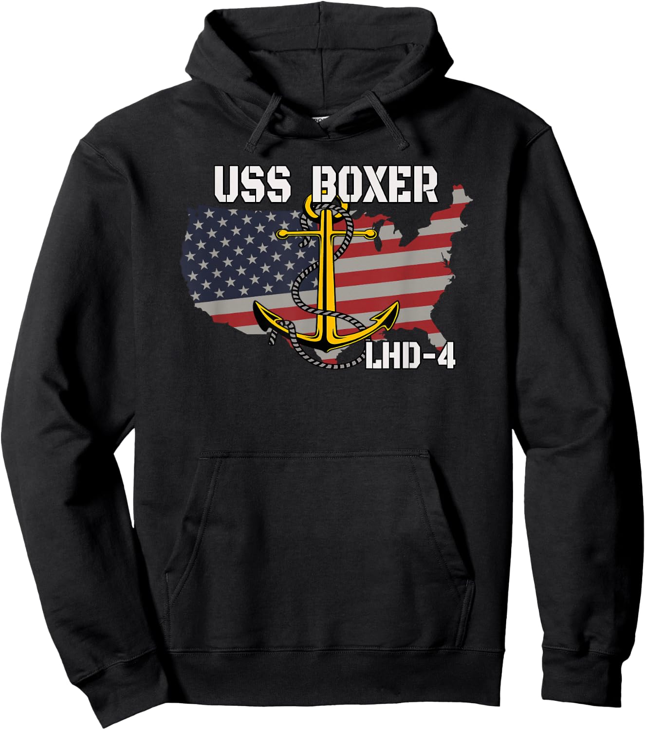 USS Boxer LHD-4 Landing Helicopter Dock Veterans Day Father Hoodie - Hoodie | Black