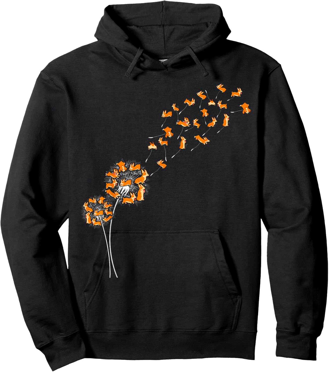 Dandelion Tricolor Corgi Funny Men Women Lover Hoodie - Hoodie | Black