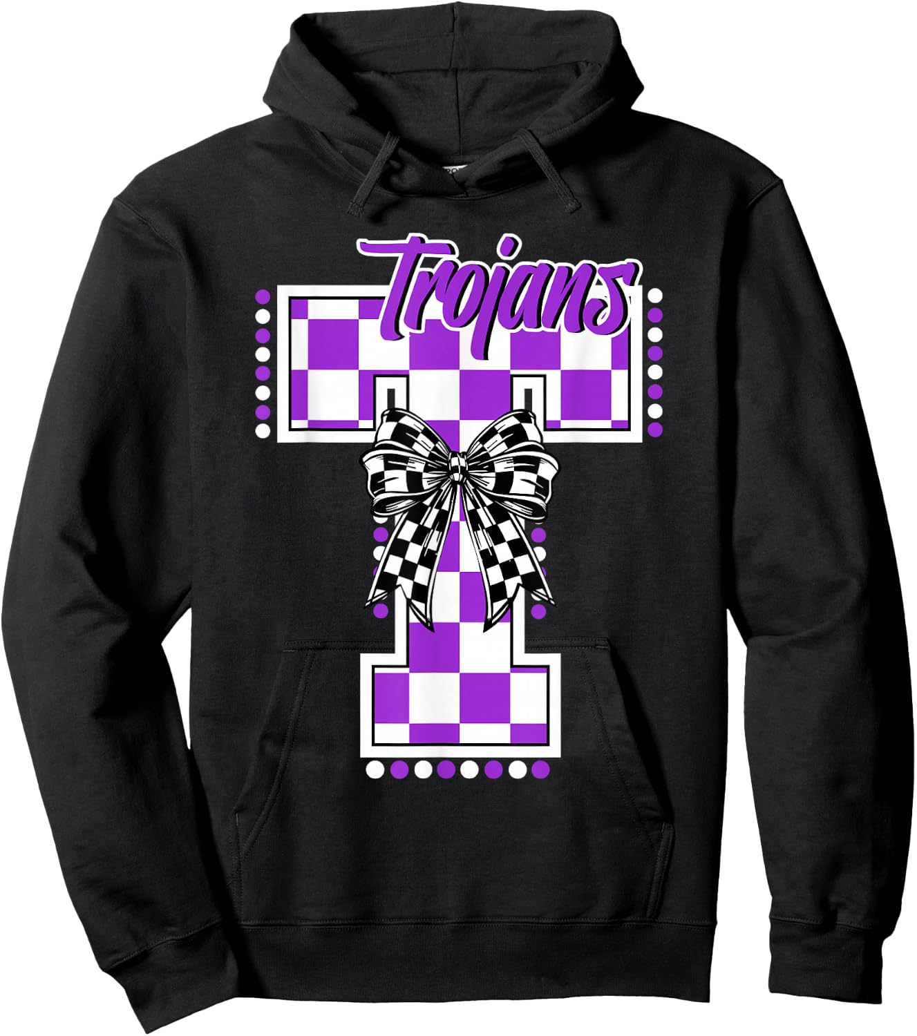 Trojans School Spirit Game Day Mascot Purple Trojan Pride Hoodie - Hoodie | Black