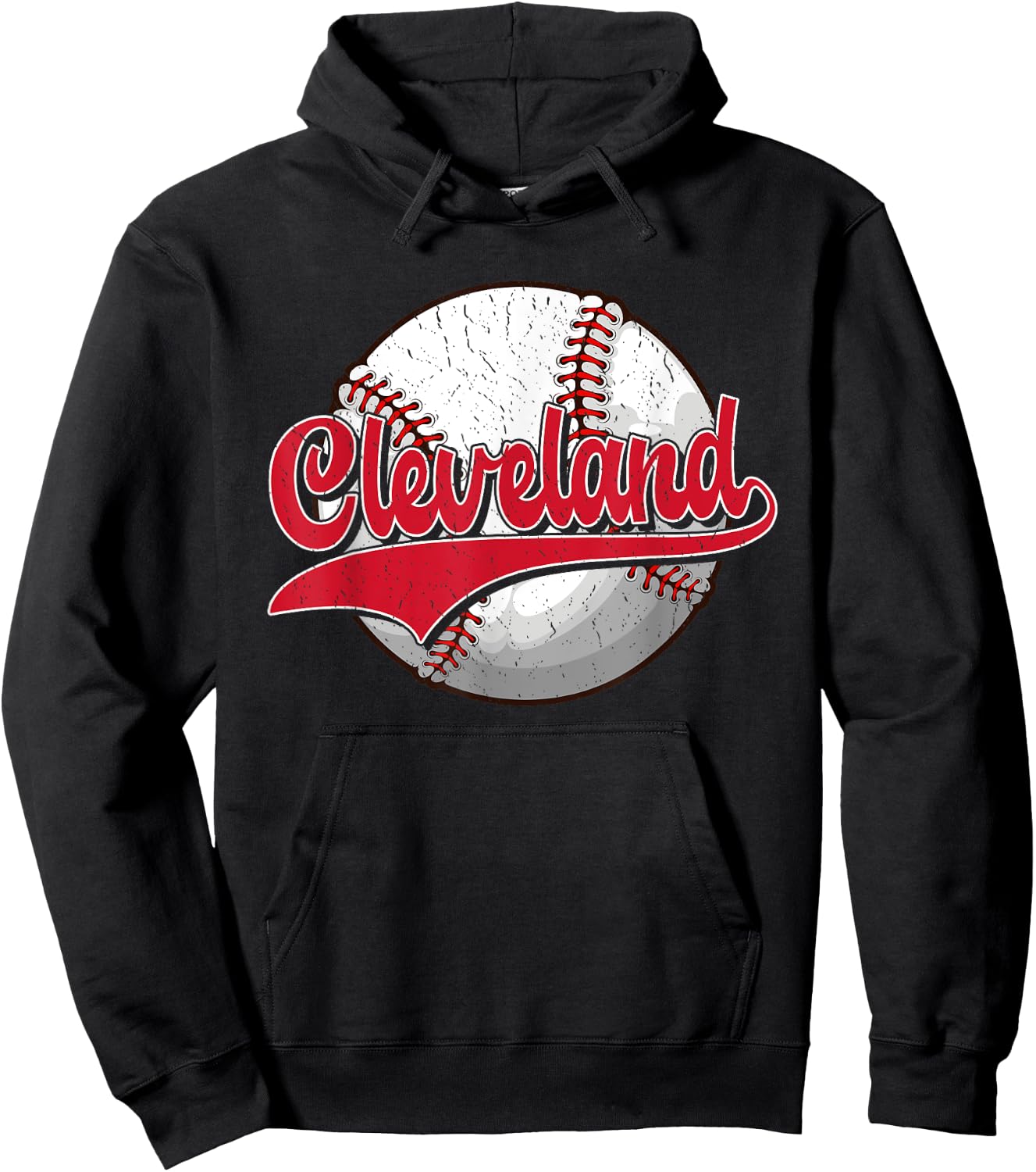 Vintage Cleveland Graphic Funny Baseball Lovers Players Hoodie - Hoodie | Black