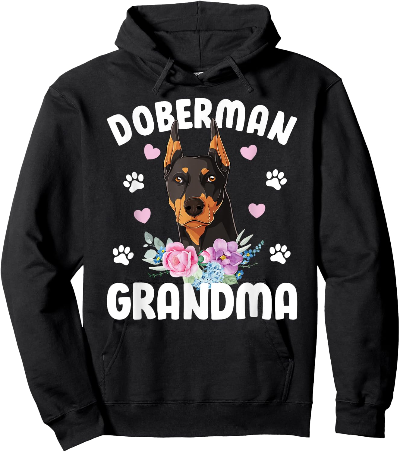 Doberman Grandma Of A Doberman Pinscher Grandmother Hoodie - Hoodie | Black