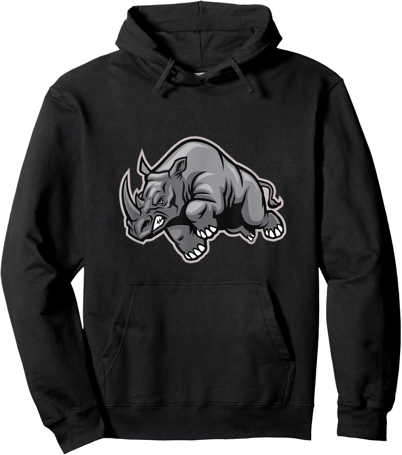 Charging Rhino Chubby Rhinoceros Hoodie - Hoodie | Black