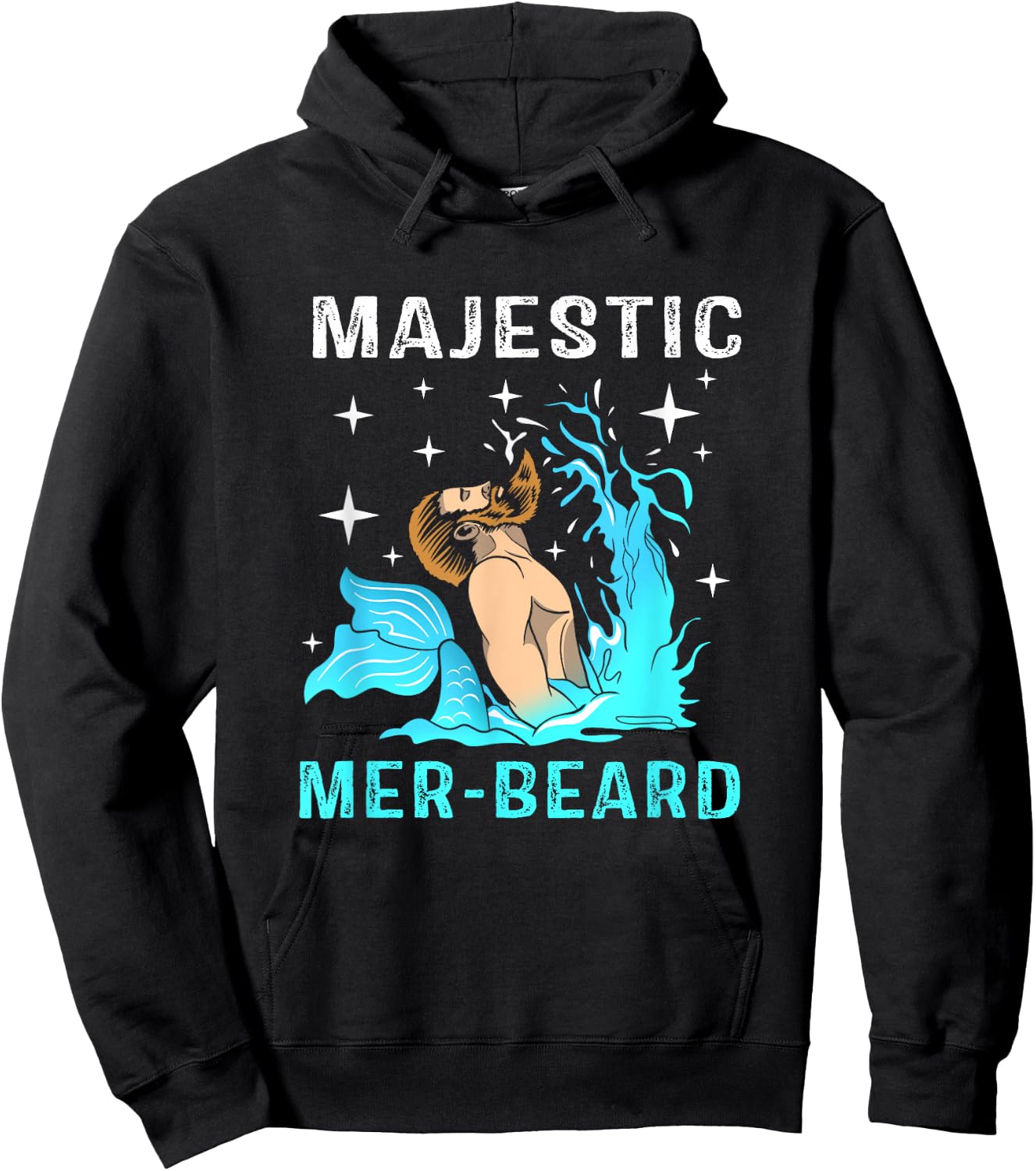 Majestic Mer Beard Mermaid Man Funny Merman Hoodie - Hoodie | Black