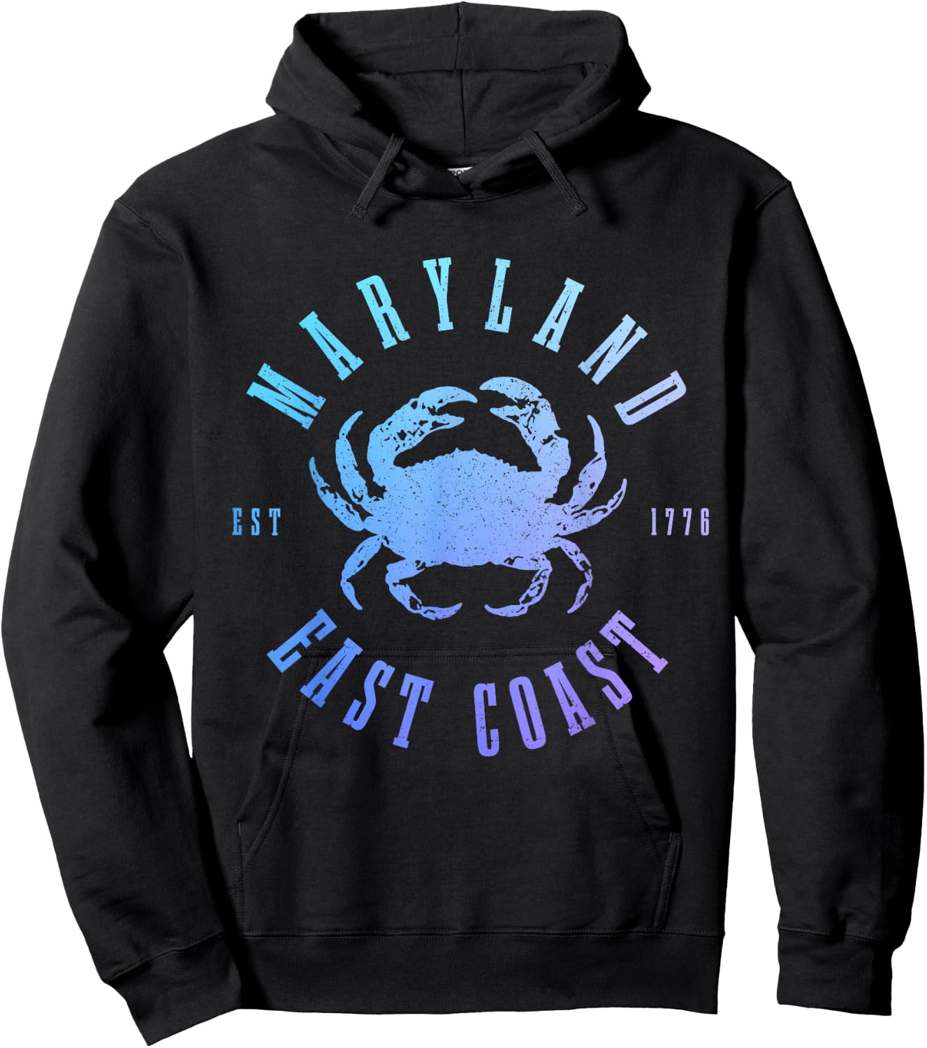 Maryland Blue Crab Crabbing East Coast Pride Vintage Hoodie - Hoodie | Black