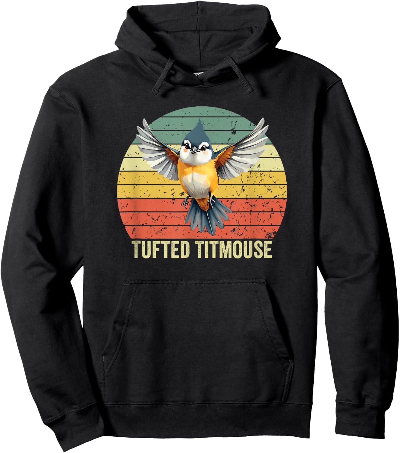 Tufted Titmouse Bird, Vintage Tufted Titmouse Hoodie - Hoodie | Black
