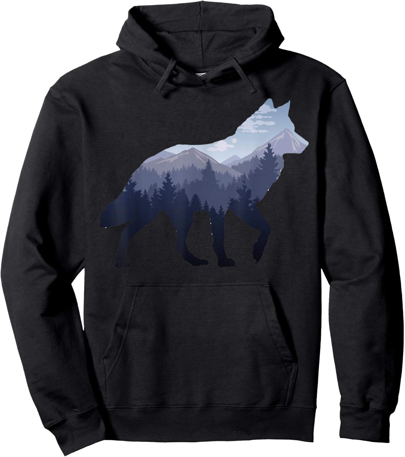 Lone Wolf Survives The Mountain Silhouette Art Hoodie - Hoodie | Black