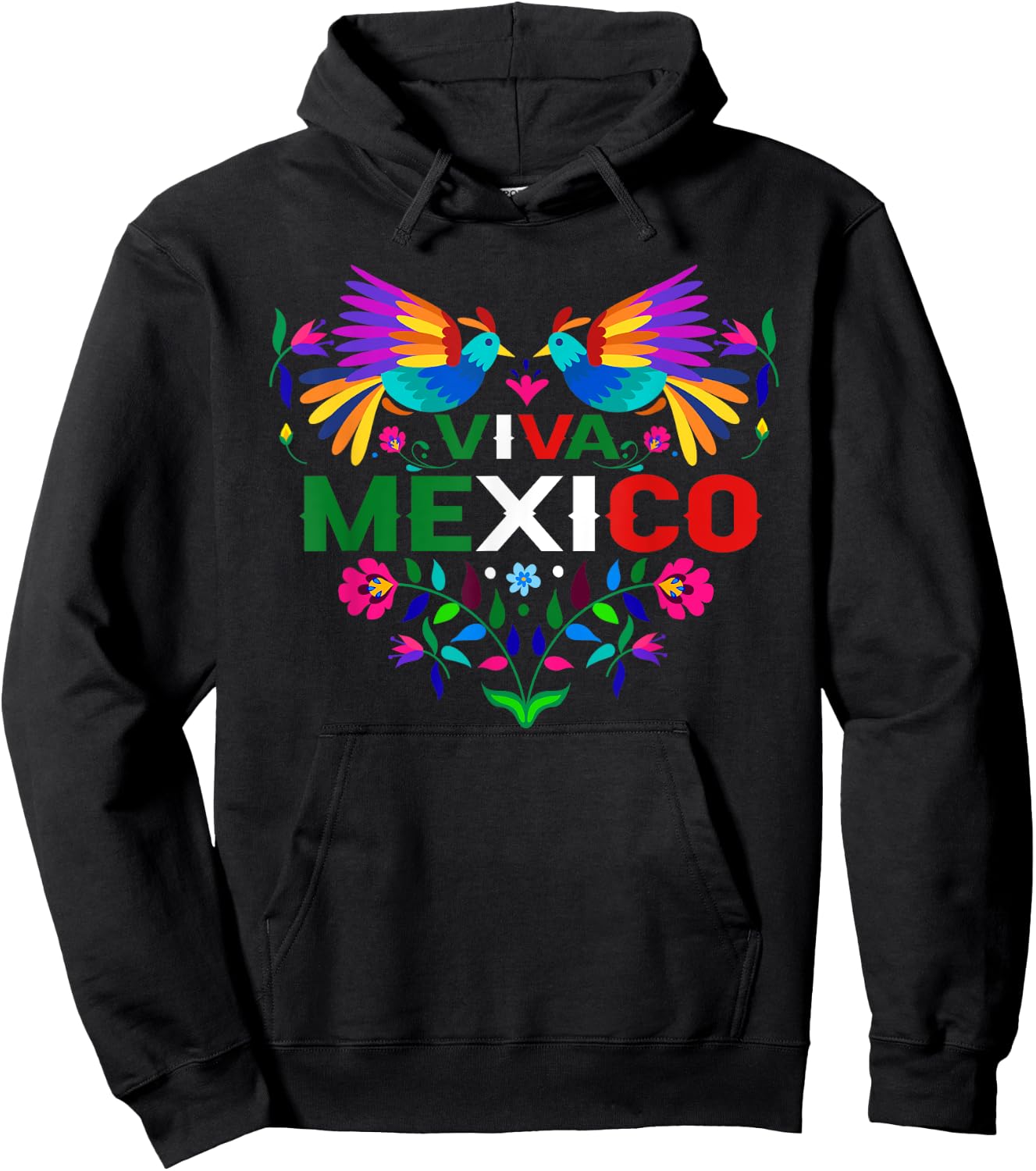 Viva Mexico Otomi Bird Proud Mexican Independence Day Hoodie - Hoodie | Black