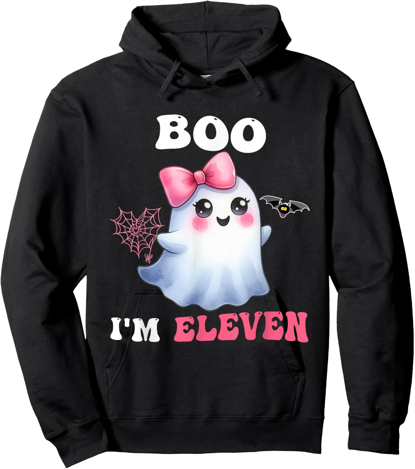Boo I'm Eleven Cute Ghost 11th Birthday Funny Halloween Girl Hoodie - Hoodie | Black