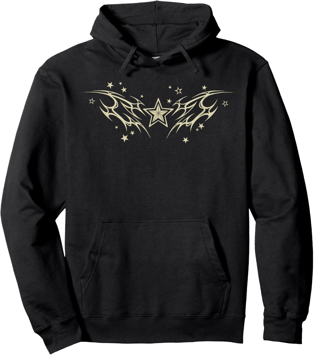 Y2K 90er Sterne Tattoo Style Star Hoodie - Hoodie | Black