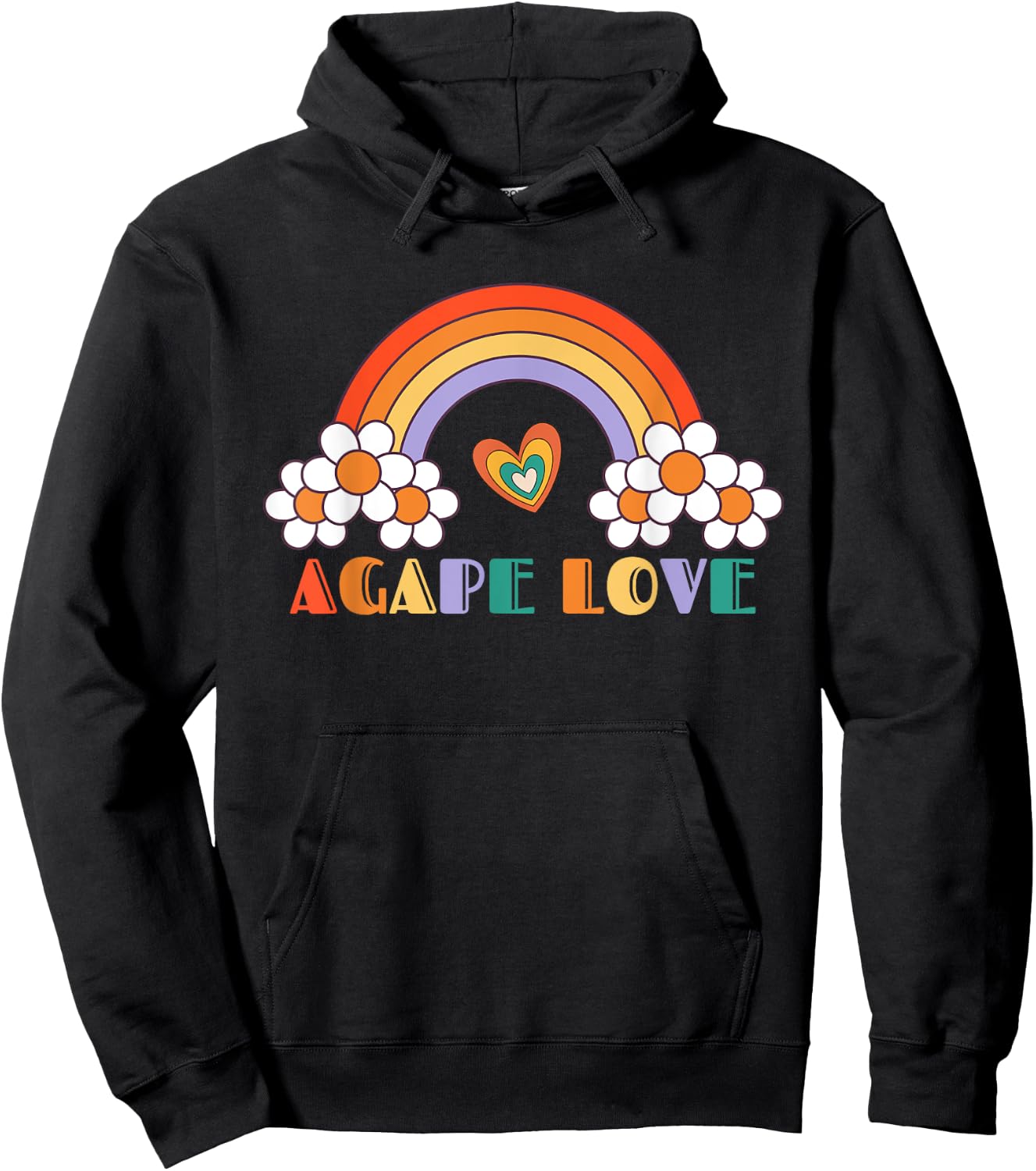 Agape Love Rainbow Heart Inspirational Women Christian Hoodie - Hoodie | Black
