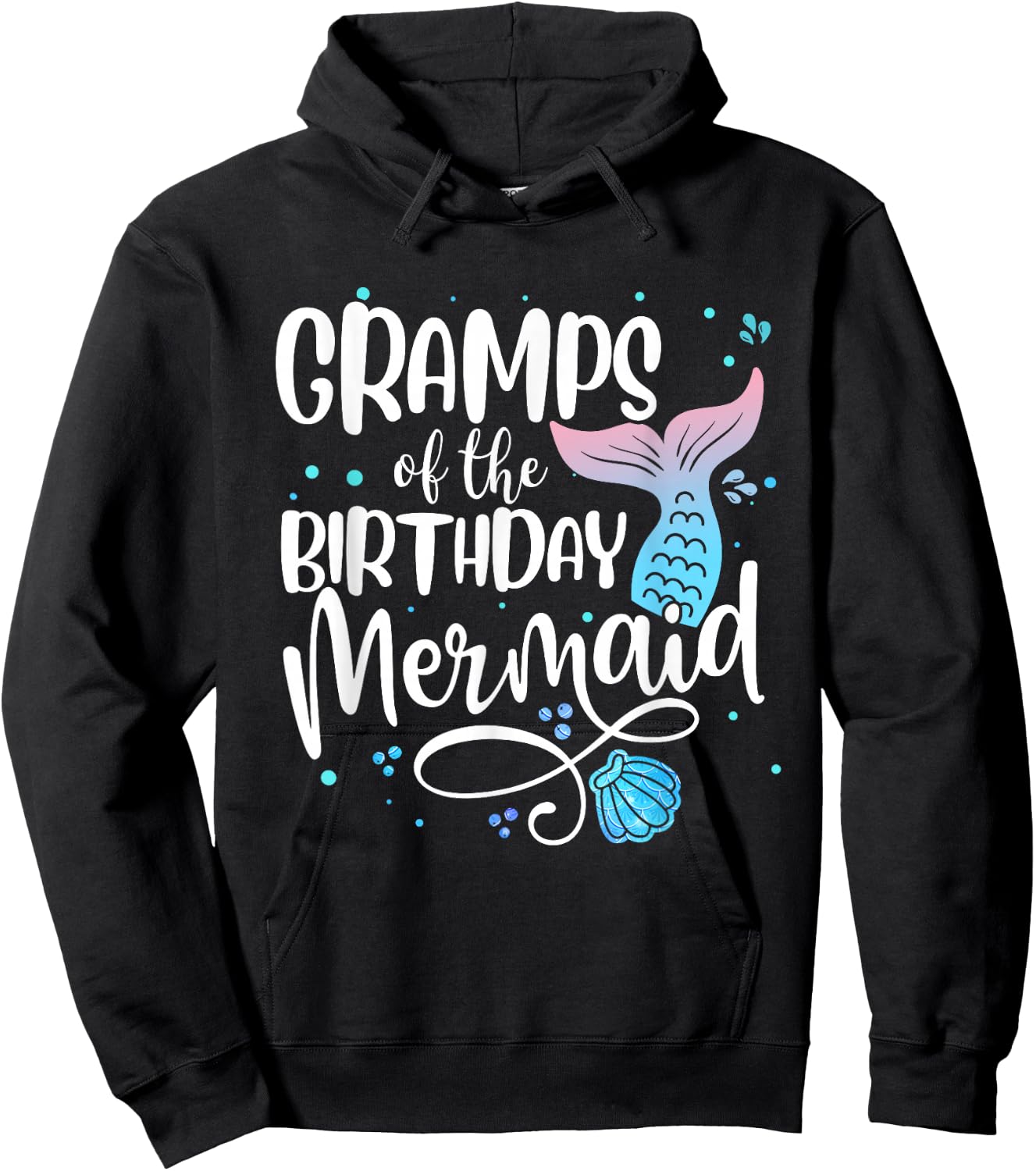 Gramps Of The Birthday Mermaid Family Matching Party Squad Hoodie - Hoodie | Black