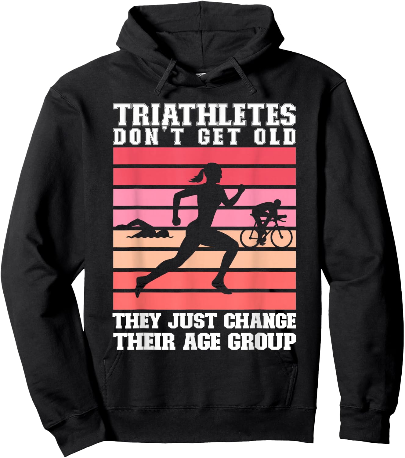 Women Triathletes Swim Bike Run Age Group Triathlon Hoodie - Hoodie | Black