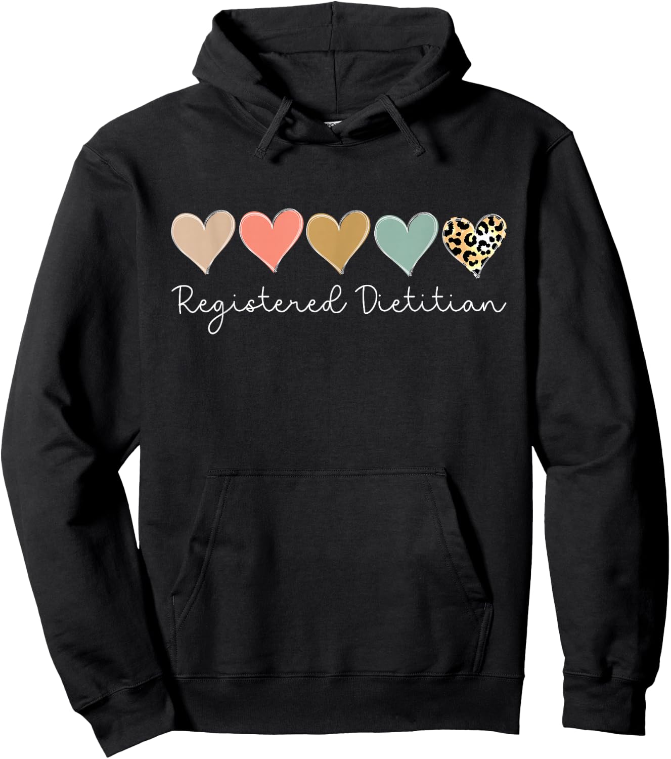 Registered Dietitian Leopard Heart valentine's Day Nurse Hoodie - Hoodie | Black