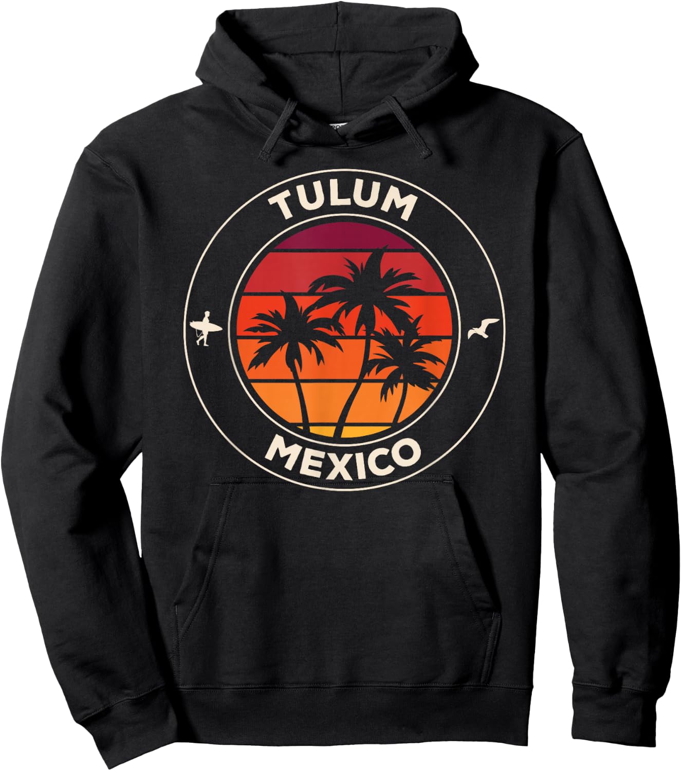 Tulum Mexico Vintage Sunset Hoodie - Hoodie | Black