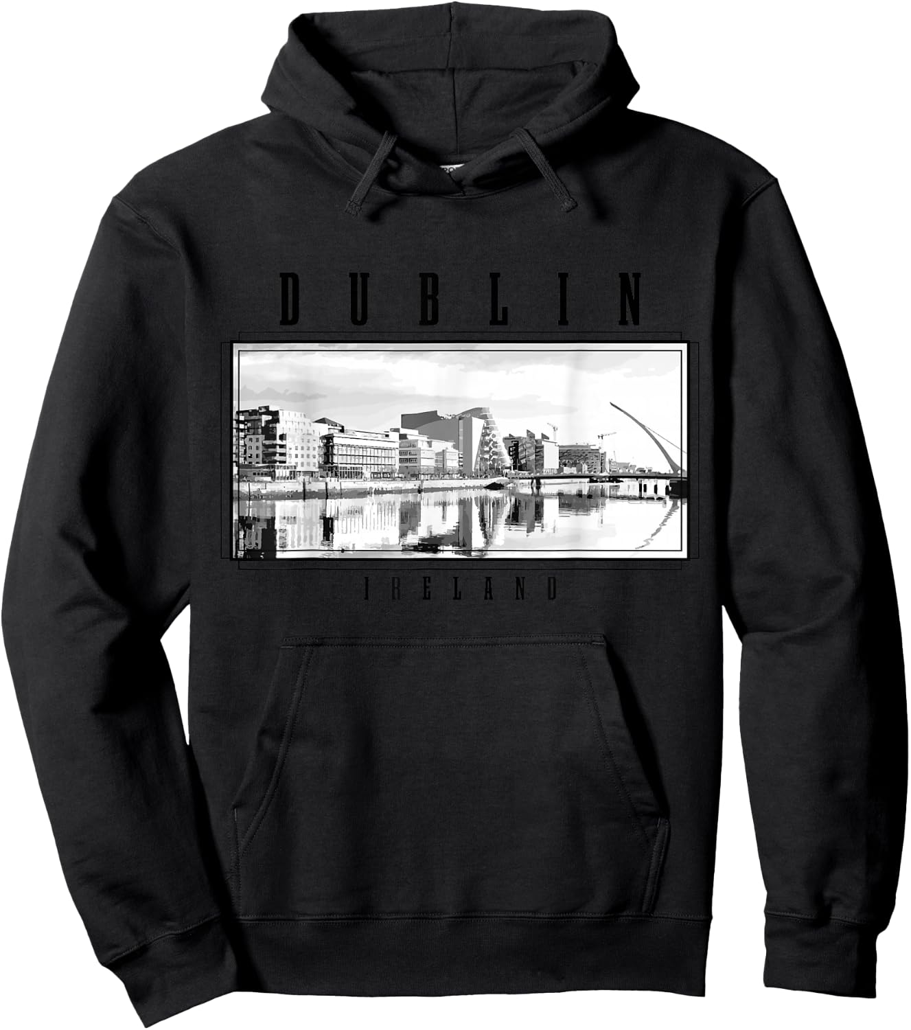 Dublin Ireland Vintage Skyline Black White Vintage Dublin Hoodie - Hoodie | Black