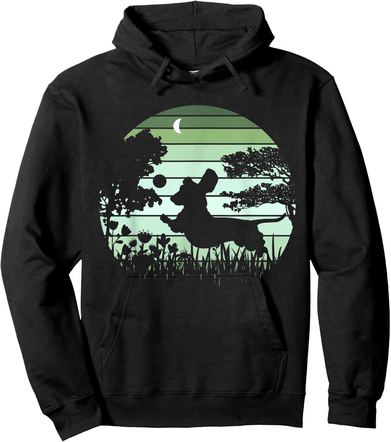 Dachshund Wiener Dog Sunset Garden Nature Lover Men Women Girls Kids Hoodie - Hoodie | Black