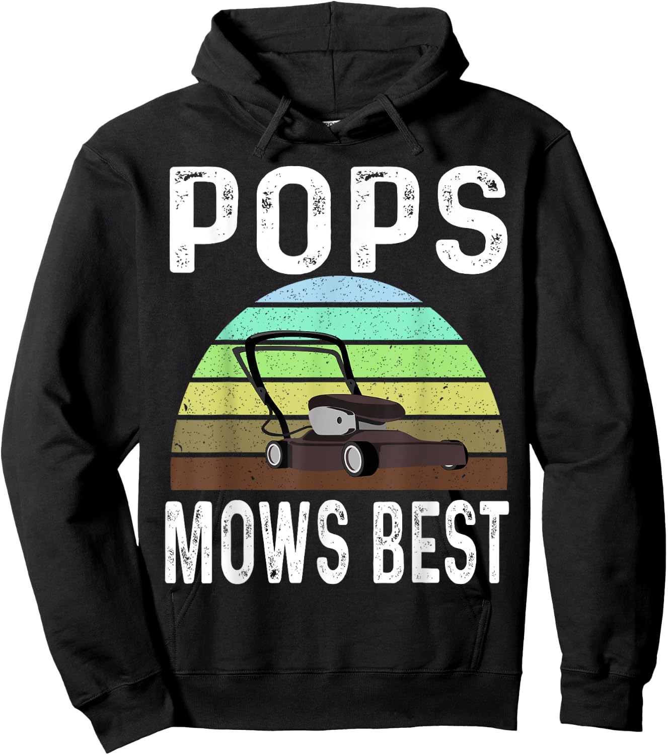 Funny Pops Mows Best Lawn Care Grass Mowing Lawn Mower Dad Hoodie - Hoodie | Black