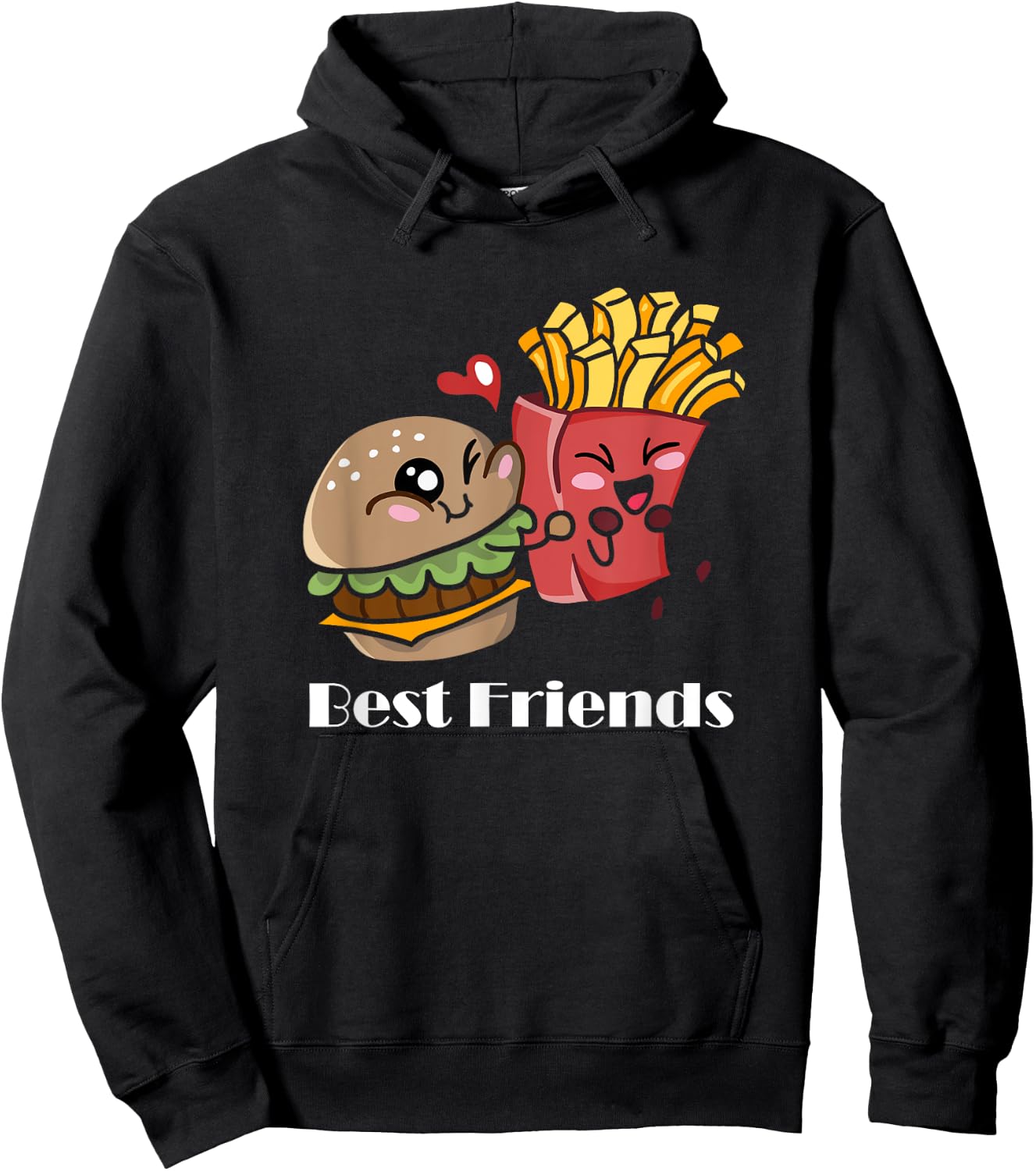 Pommes und Burger süßes Kawaii-Shirt Best Friends Matching Hoodie - Hoodie | Black