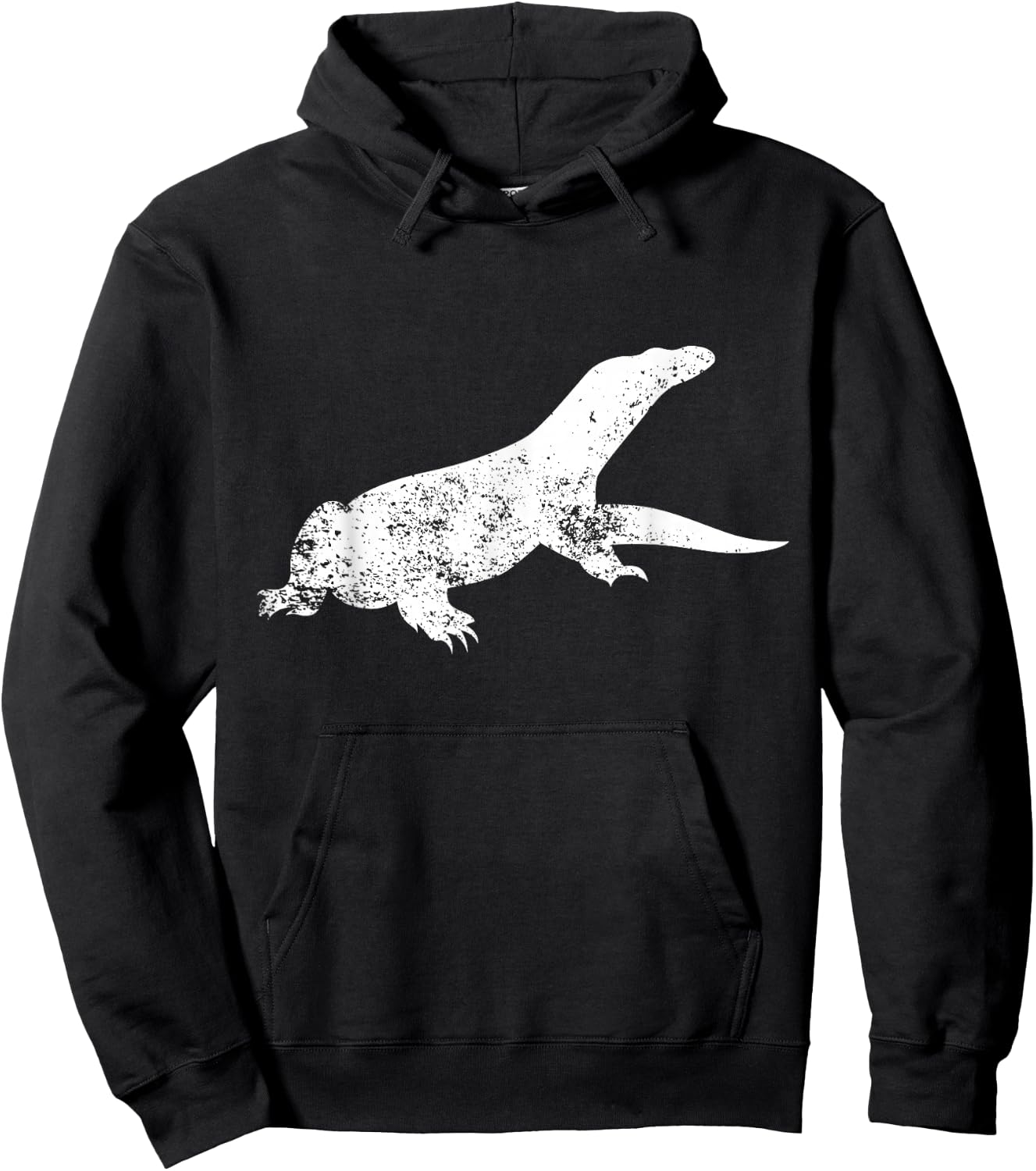 Distressed Monitor Lizard Print - Vintage Monitor Lizard Hoodie - Hoodie | Black