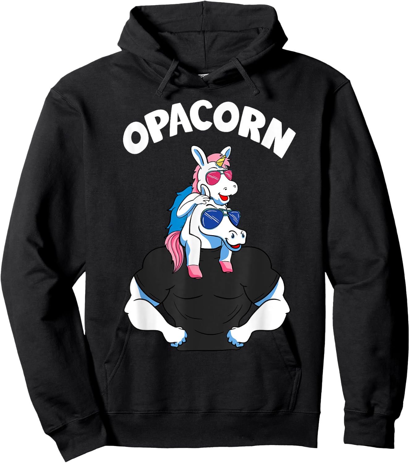 Opacorn 1 Kid Opa Pink Unicorn Grandfather Granddaughter Hoodie - Hoodie | Black
