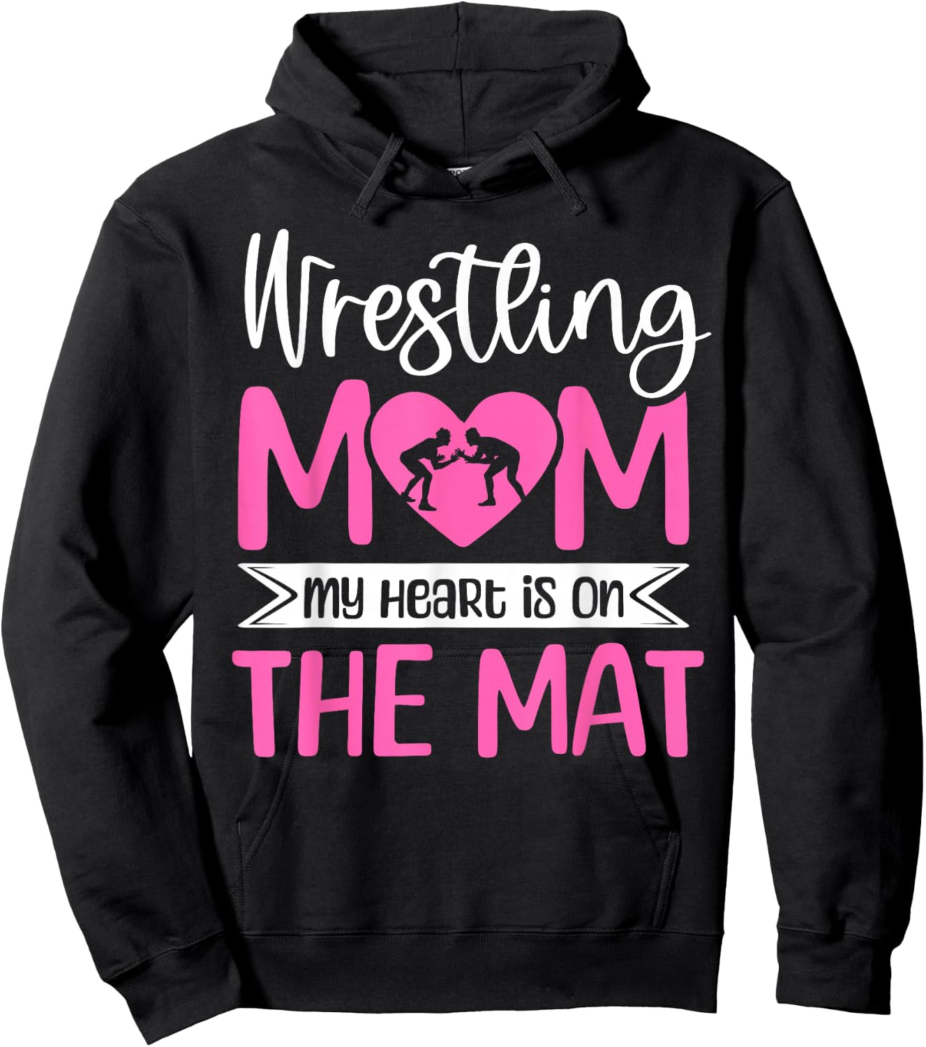 Wrestling Mom My Heart Is On The Mat Wrestler Mama Hoodie - Hoodie | Black