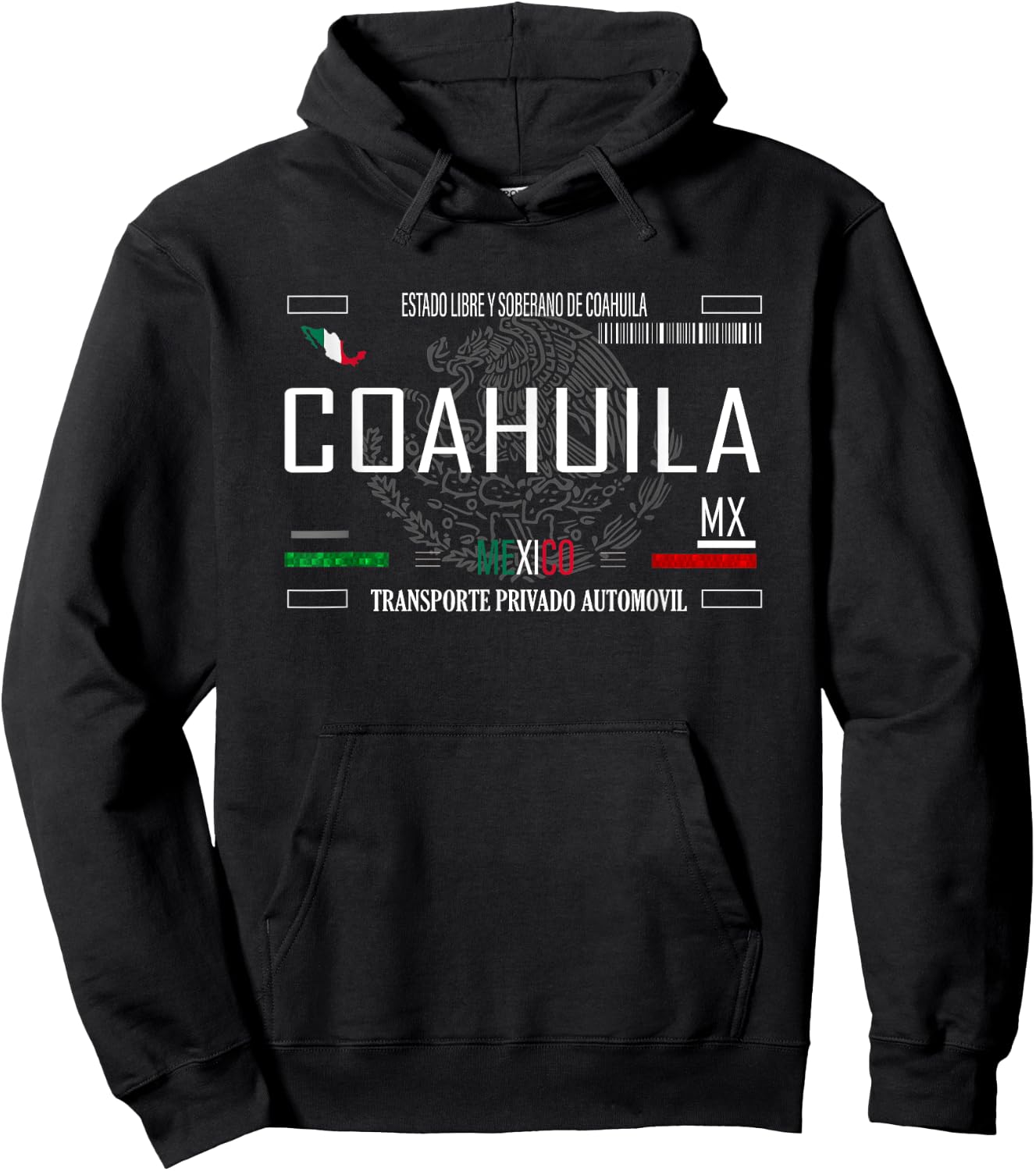 COAHUILA Mexico License Plate Aesthetic COAHUILA Hoodie - Hoodie | Black