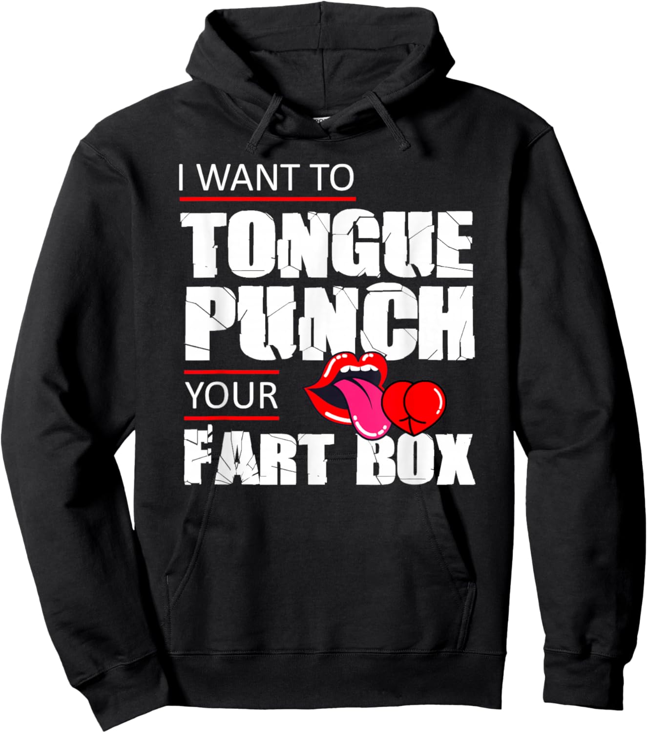 Tongue Fart Box Punch Funny Word Pun Humor Sarcasm Joke Gag Hoodie - Hoodie | Black