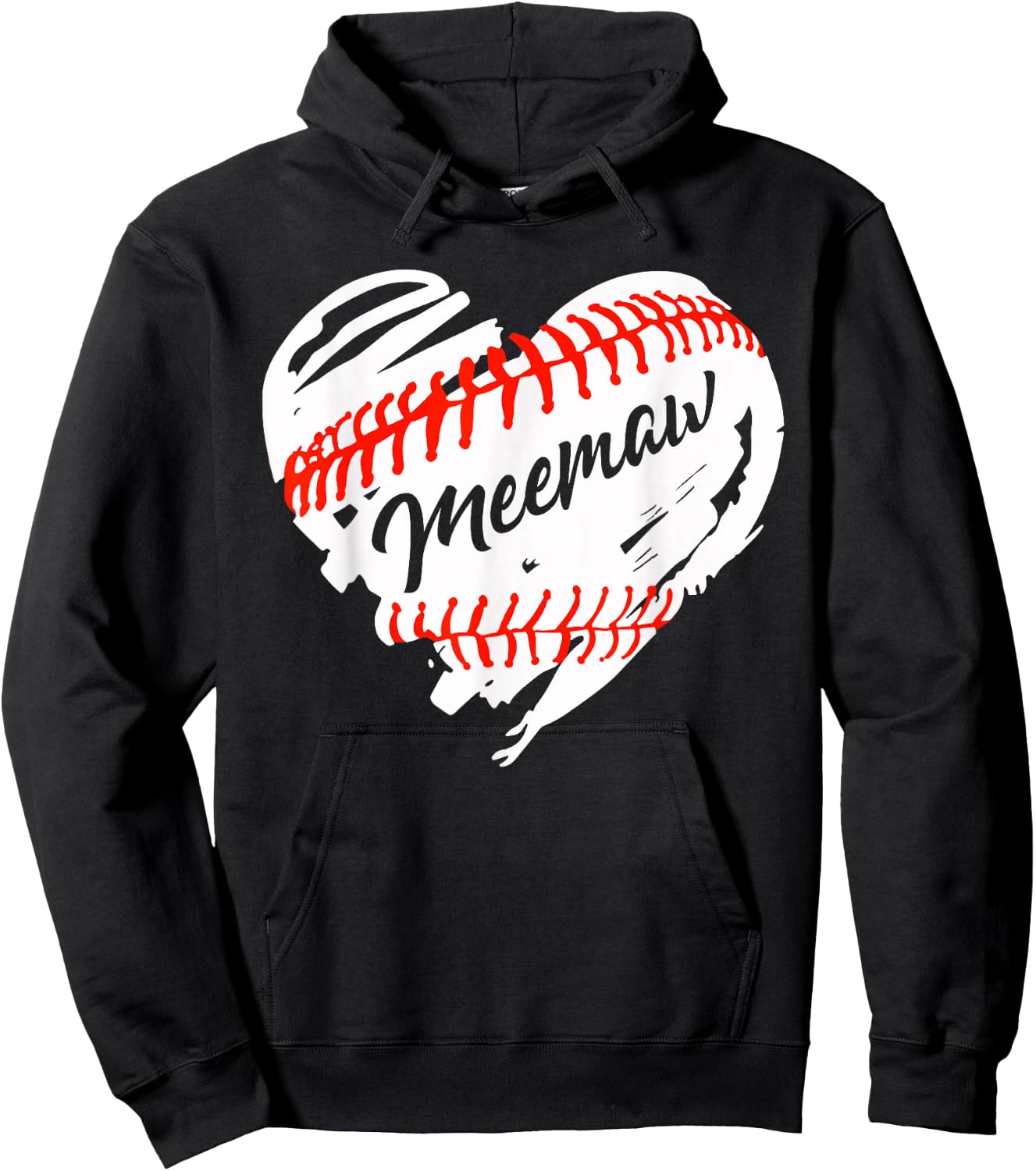 Baseball Heart Baseball Meemaw Women Softball Mom Short Hoodie - Hoodie | Black