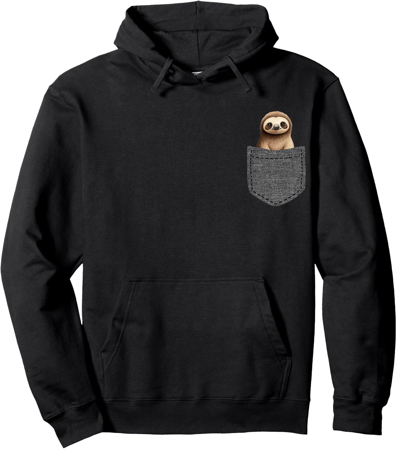 Sloth in Pocket Hoodie - Hoodie | Black