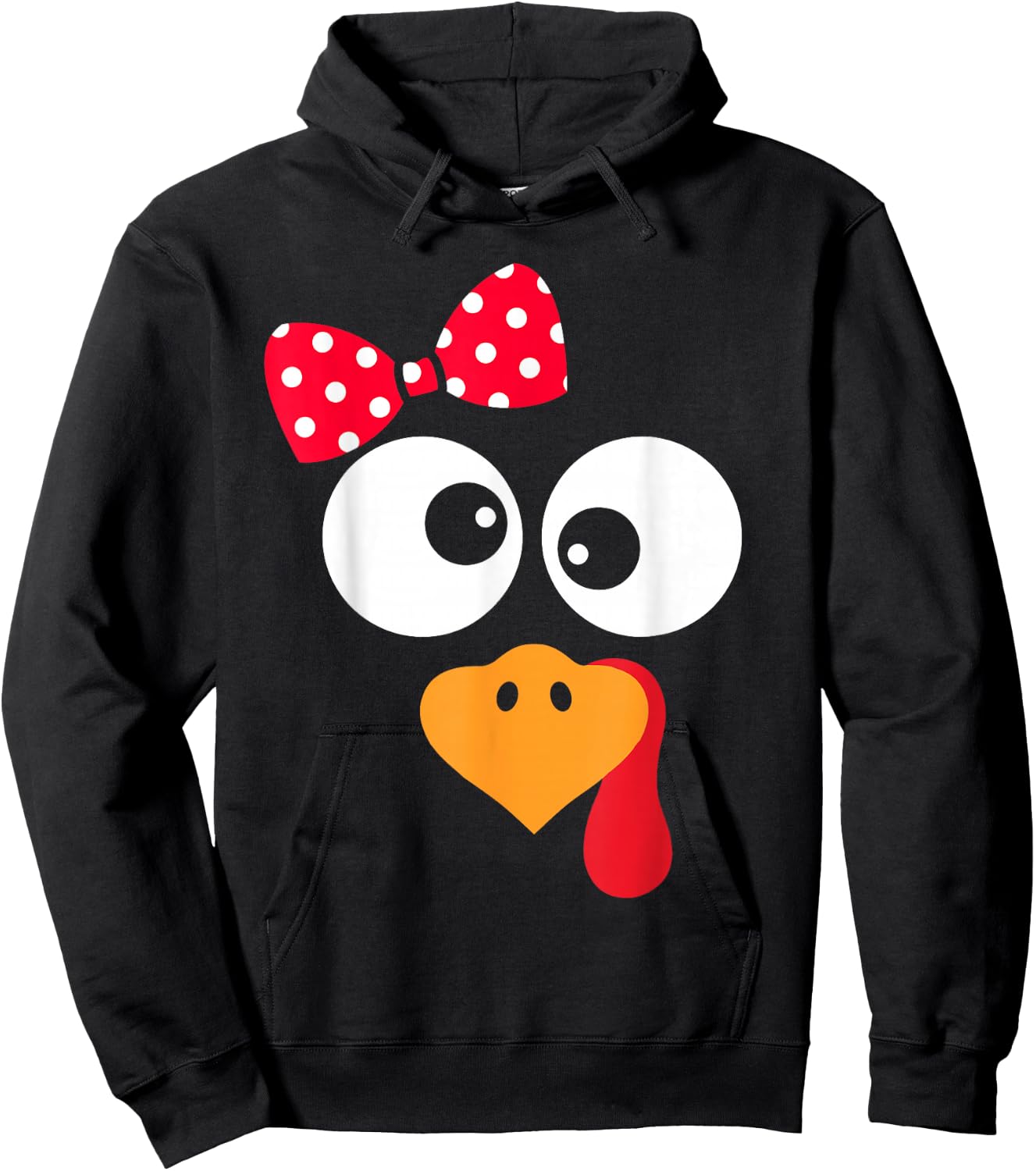 Thanksgiving Funny Turkey Face Costume Outfit Girls Hoodie - Hoodie | Black