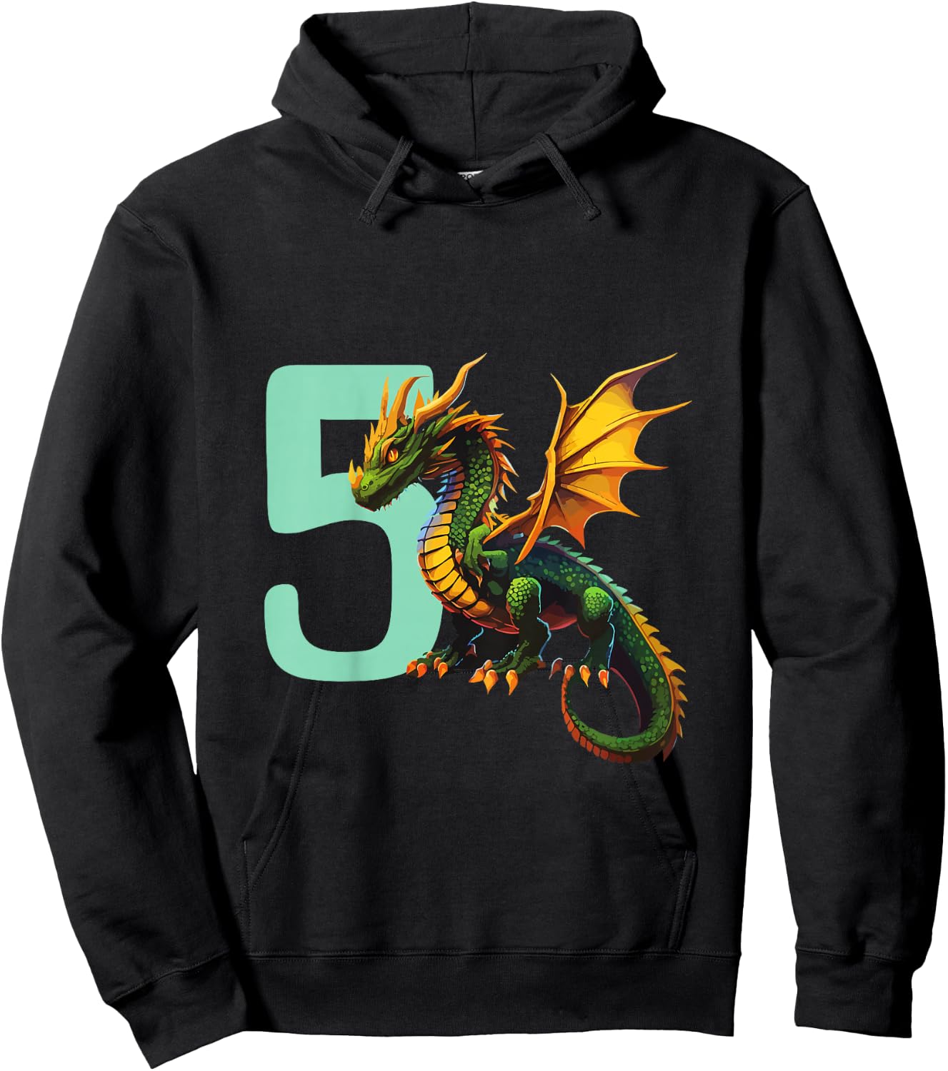 Children's Birthday Dragon 5 Years Boy Dragon Number Age , black Hoodie - Hoodie | Black