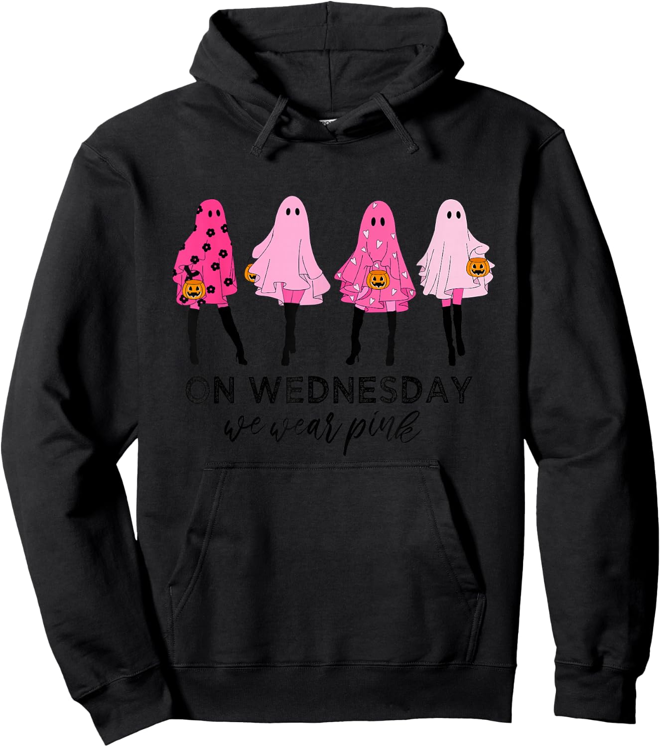Funny Cute On Wednesday Ghost Halloween We Wear Pink Hoodie - Hoodie | Black