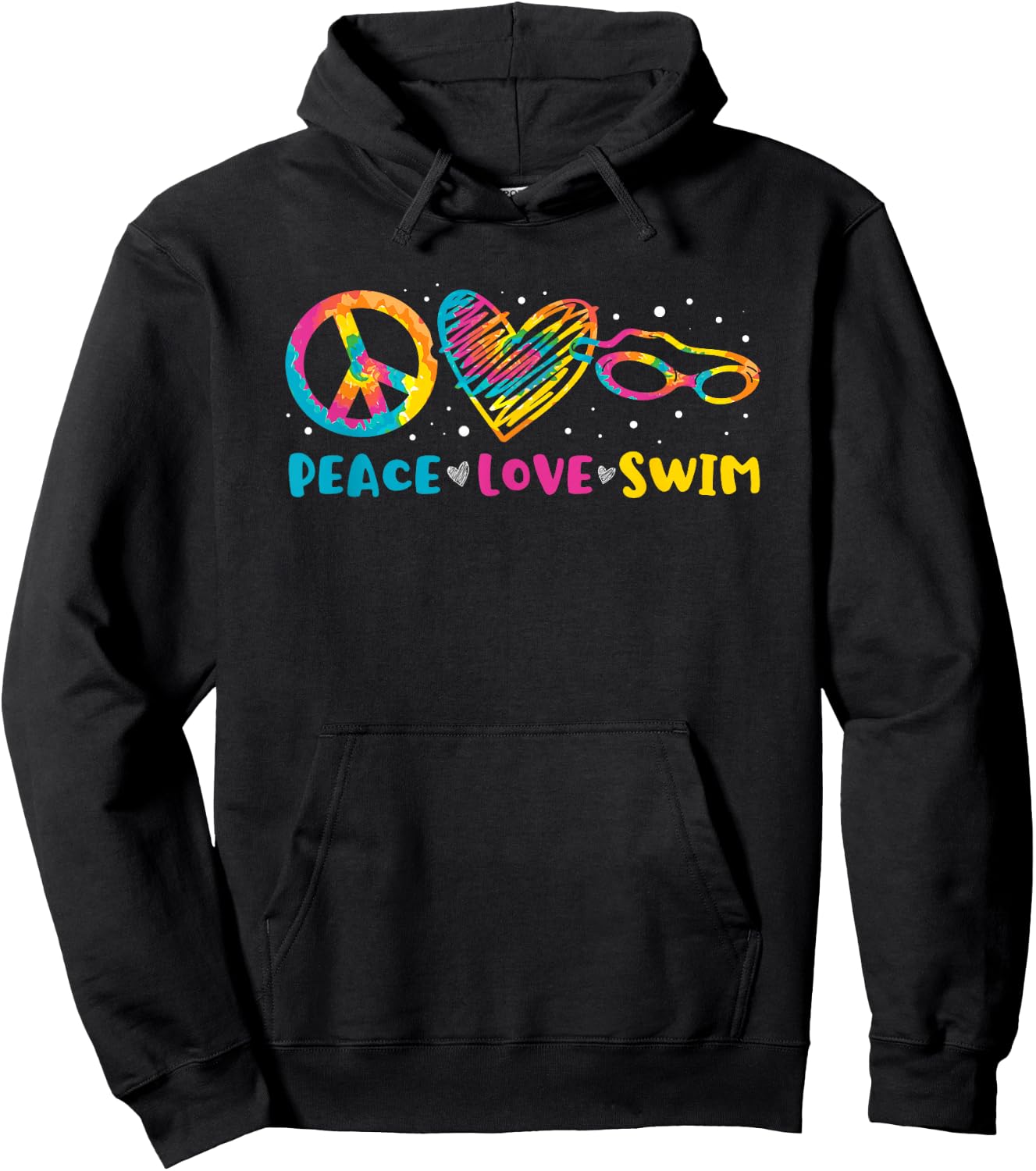 Swimmer Peace Love Swim Funny Swimming Pool Hoodie - Hoodie | Black