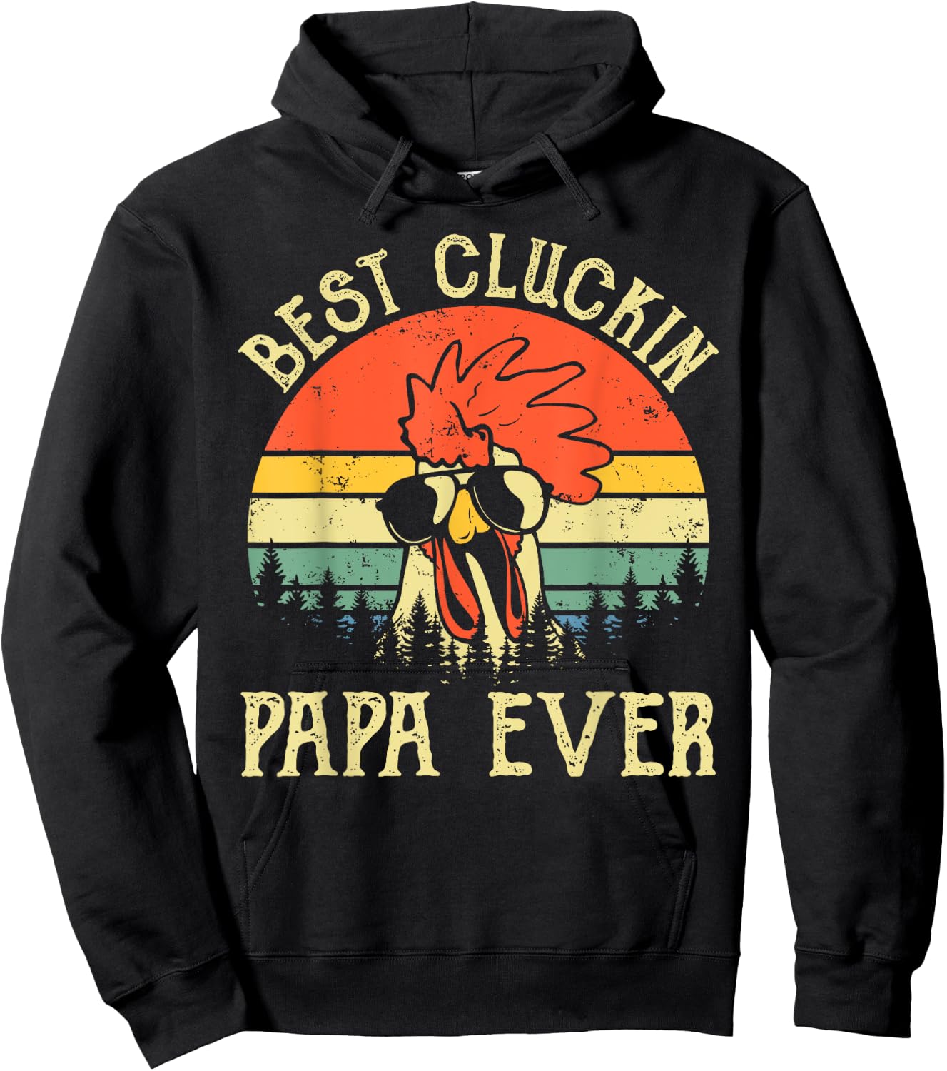 Vintage Best Cluckin Papa Ever Chicken shirt Hoodie - Hoodie | Black