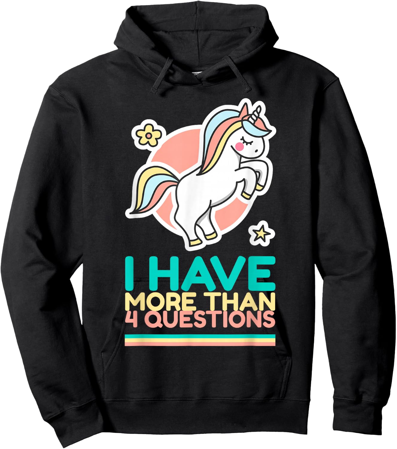 I Have More Than Four Questions Unicorn Passover Kids Hoodie - Hoodie | Black