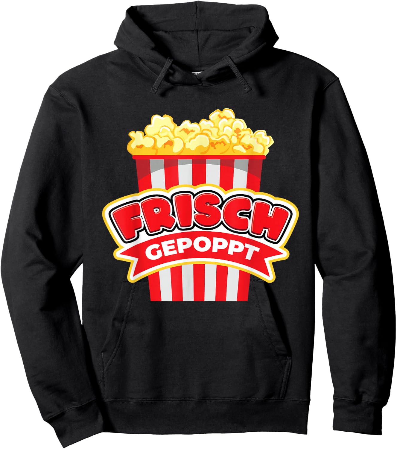 Frisch Gepoppt I Funny Sexy Popcorn Sarcasm Irony Fun , black Hoodie - Hoodie | Black