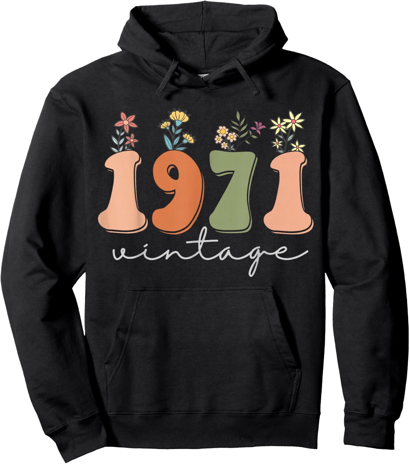 Vintage 1971 Wildflowers 52 Years Old 52nd Birthday Women Hoodie - Hoodie | Black