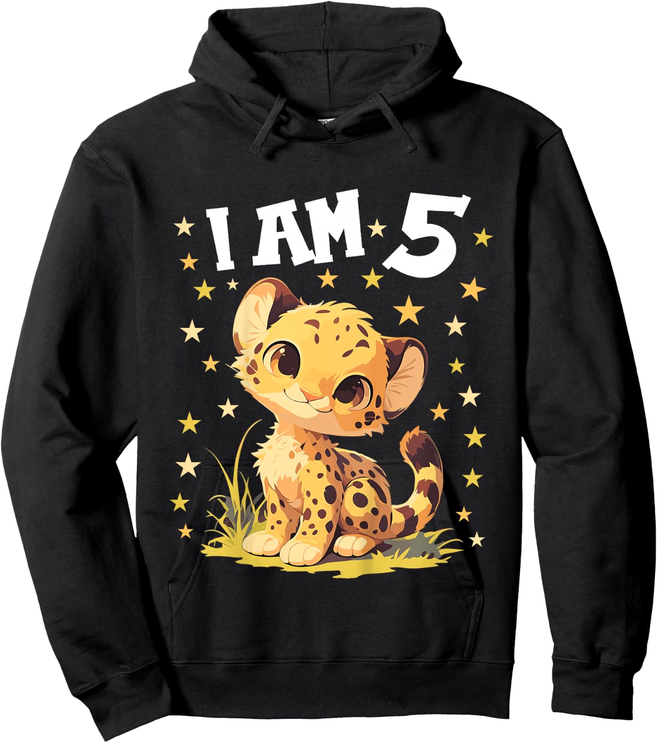 5 Years old 5 birthday Cheetahs Boy Girl Cheetah Hoodie - Hoodie | Black