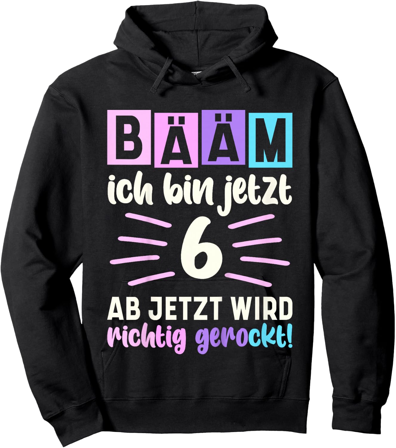 Girls' with German Text "Ich bin jetzt 6th Birthday" [German Language], black Hoodie - Hoodie | Black
