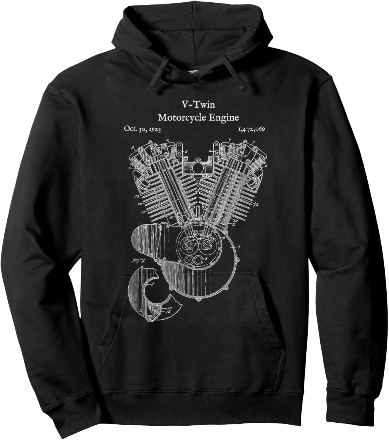 Vintage V-Twin Motorcycle Engine Shirt - Street Bike Hoodie - Hoodie | Black