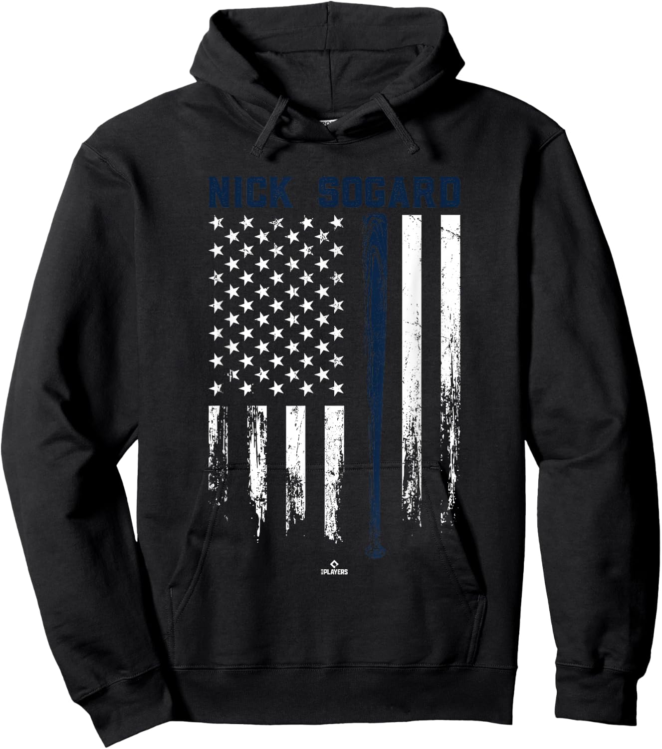 USA Flag Bat Nick Sogard Boston Baseball MLBPA Hoodie - Hoodie | Black