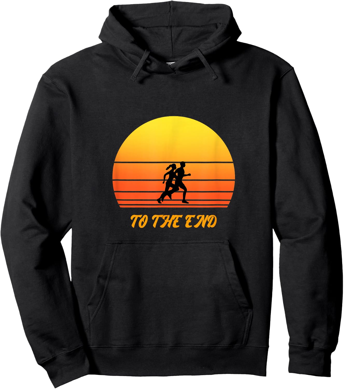 Sunset Design of to the End Running Couple Graphic Hoodie - Hoodie | Black