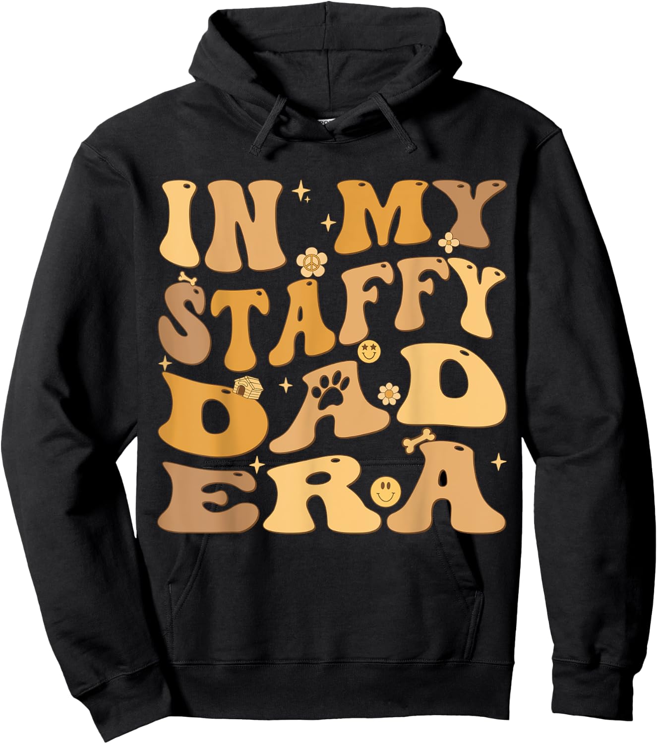 In My Staffy Dad Era Groovy Staffordshire Bull Terrier Dog Men Women Kids Hoodie - Hoodie | Black