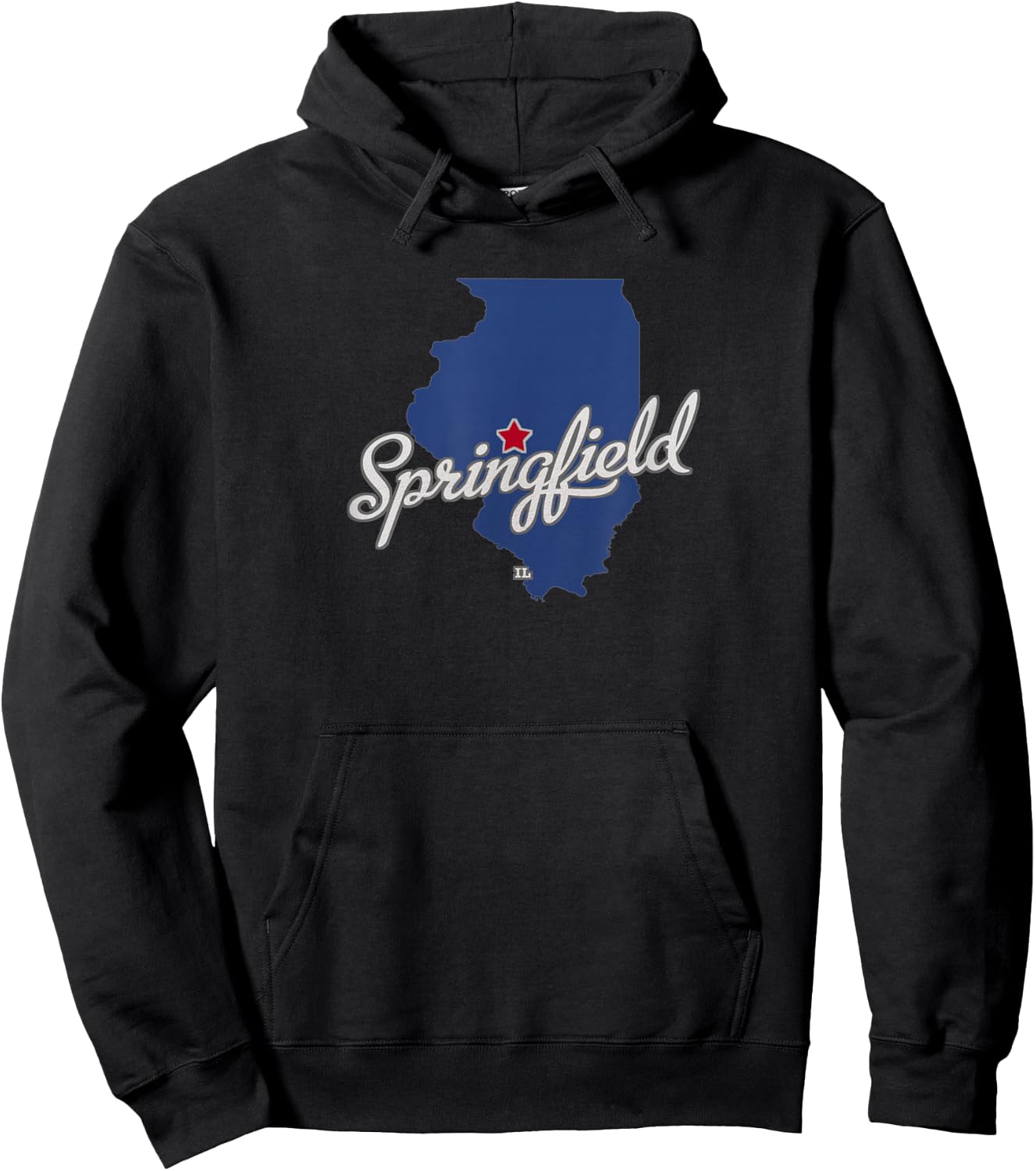 Springfield Illinois IL Map Hoodie - Hoodie | Black