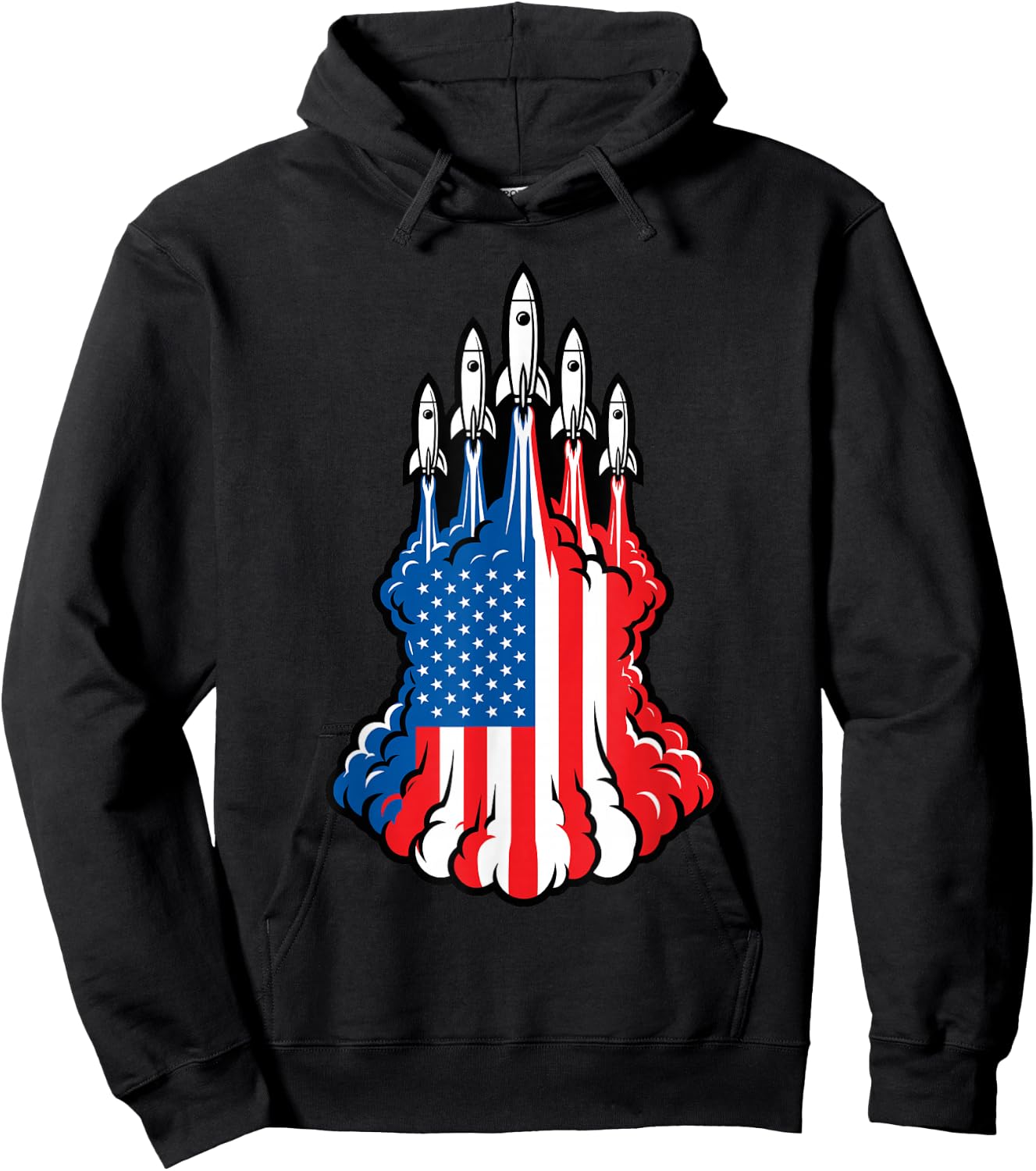 Cool Patriotic Shirts , Space Rocket American Flag Hoodie - Hoodie | Black