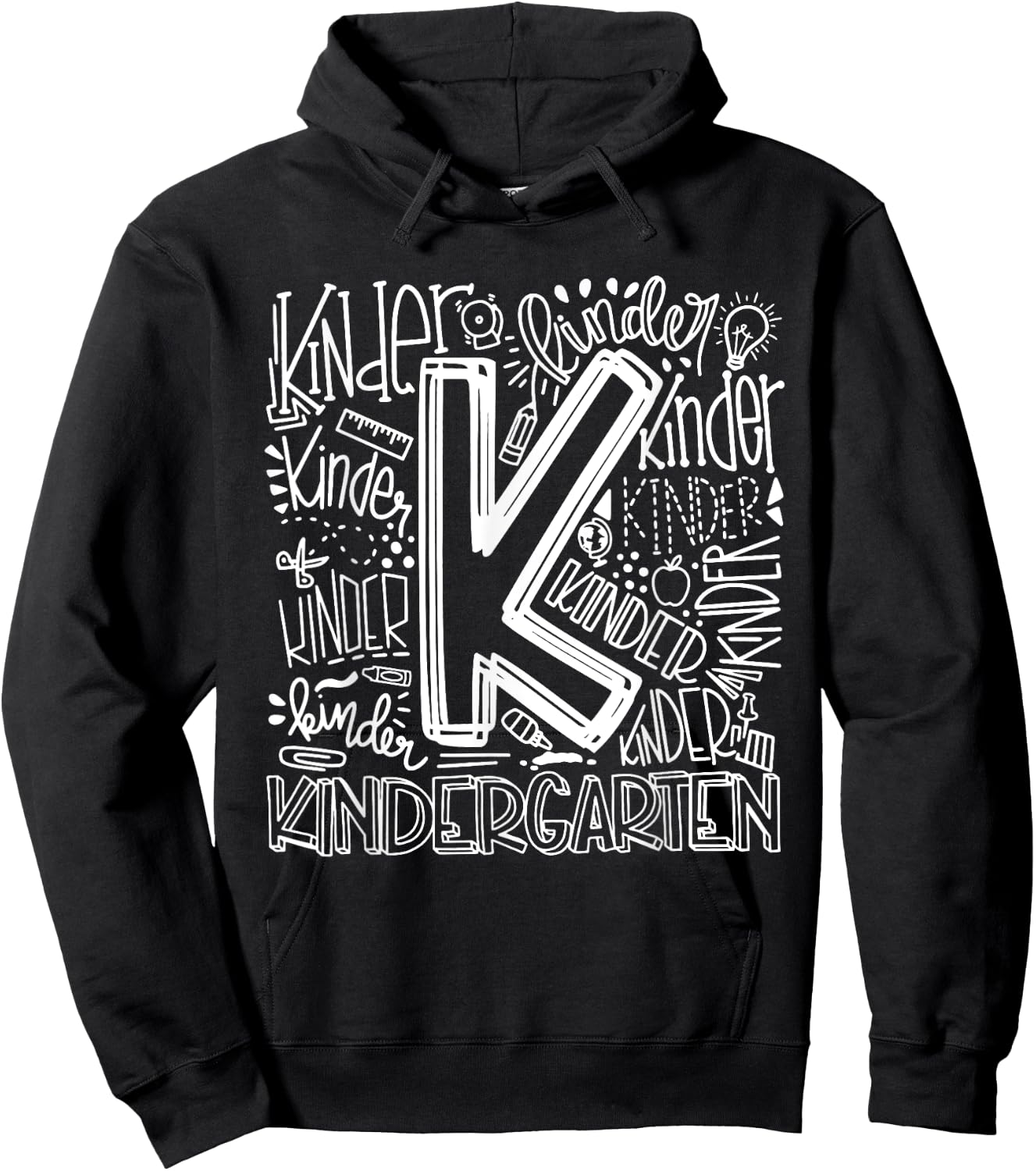 Kindergarten Typography Back To School First Day of School Hoodie - Hoodie | Black