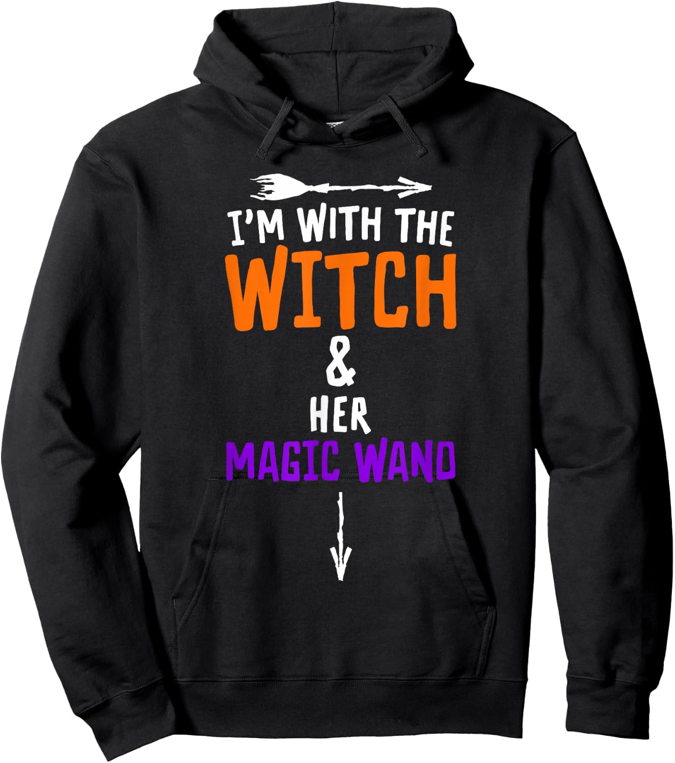I'm with The Witch and Her Magic Wand - Halloween Hoodie - Hoodie | Black